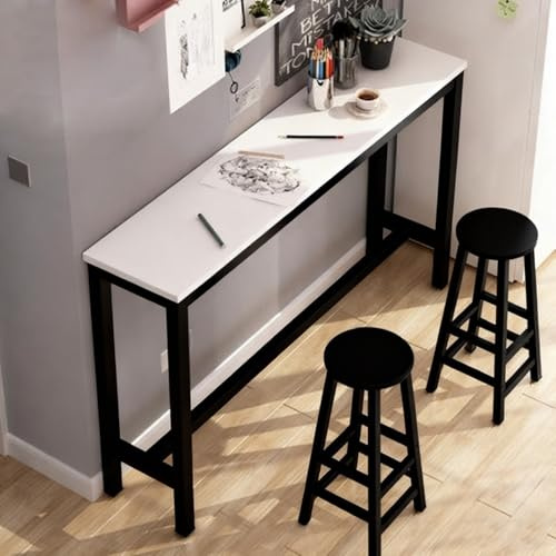 FQMYLTYN Bartisch, Industrieller Stehtisch, Wand-Schreibtisch für Balkon, für Küche, Flur, Wohnzimmer, Café, Restaurant, Bistro(White,100x40x100cm)