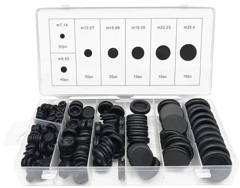 170PCS Rubber Grommet Assortment Kit Firewall Hole Plug Car Electrical Wire Gasket Kit for Wire, Plug and Cable 7 Sizes (170PCS Rubber Grommet Assortment Kit)