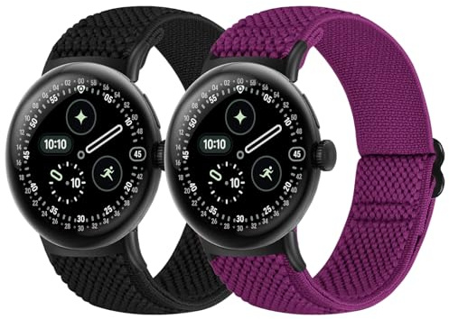 Yunshare Elastisches Armband Kompatibel mit Google Pixel Watch 4 3 41mm/Google Pixel 2 1 Uhrenarmband Dehnbares Verstellbares Armband aus Weichem Sport Nylon für Damen Herren