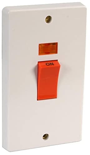 Crabtree - 50A Double Pole Cooker Switch with Neon on Large Plate