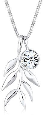 Elli Halskette Damen Olivenblatt Zweig mit Kristall in 925 Sterling Silber
