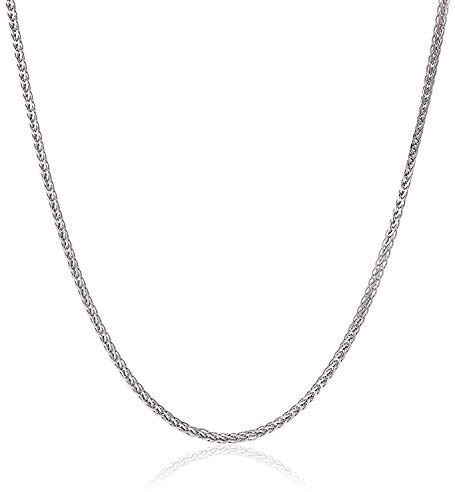 PRINS JEWELS 14 Karat / 585 Gold Diamantschliff Spiga Weizen Weißgold Kette - Breite 2 mm - Länge wählbar (60)