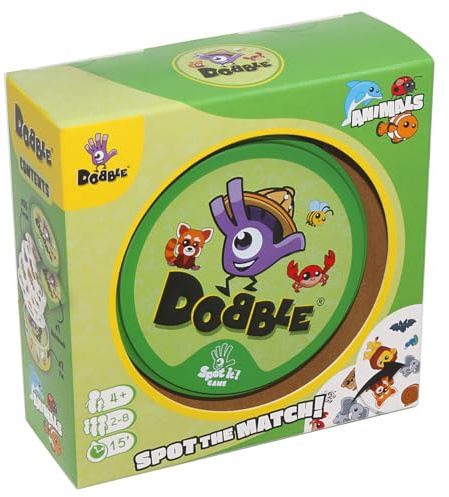 Asmodee | Dobble Animals | Fun Family Card Game | Fast-Paced Observation Game | 15 Min Playtime | 2-8 Players | Ages 6 and up | Tin Box & 55 Cards