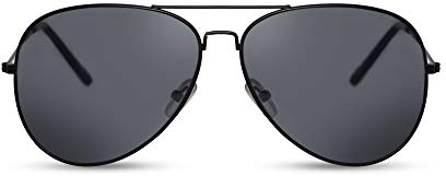 Cheapass Sonnenbrille Schwarz Piloten-Sonnenbrille Flieger-Brille All-Black UV-400 Top-Gun Metall Herren Damen