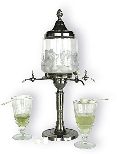 Traditioneller Absinthbrunnen im Belle-Époque-Stil aus Metall, mit 4 Ausläufen