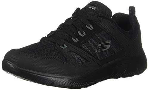 Skechers SUMMITS NEW WORLD, Zapatillas para Mujer, Black Leather/ Mesh/ Black Trim, 38 EU