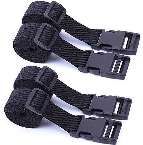 AMACOAM Sangle Polypropylène 25mm Sangles en Nylon avec Boucle à Libération Rapide Sangle Valise Voyage Sangles Utilitaires pour Les Sports de Plein Air Compression Bundling Bagages 1,5 m Noir 4Pcs