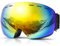 DADA-PRO Skibrille Herren Damen, Ski Brille 100% UV-Schutz Anti-Fog Helmkompatibel Rahmenlose Skibrille Für Brillenträger OTG Ski Goggles Snowboard Brille (Gold)