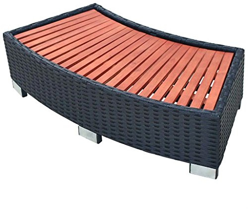 yorten Spa Einstiegsstufe Poly Rattan Wetter und UV-beständig 92 x 45 x 25 cm (L x B x H) Schwarz mit Aluminiumfüße Vorne und Hinten