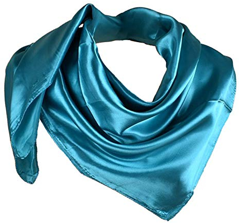 YOFASEN Hijab Kopftuch für Damen - 1 Stück Einfarbig Satin Muslimische Islamische Kopfbedeckung Frauen Gesichtsschleier Schal Turban 90x90 cm, Blau