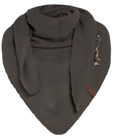KNIT FACTORY - Dreiecksschal Coco - Damen Strickschal mit Wolle - Umschlagtuch für den Herbst und Winter - Winterschal - Dreieckstuch - Hochwertige Qualität - XXL Schal - 190 x 85 cm - Taupe