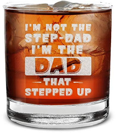Shop4Ever® I'm Not The Step-Dad I'm The Dad That Stepped Up Engraved Whiskey Glass Stepdad Bonus Dad Gift