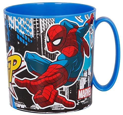 STOR Spiderman Tasse en Plastique réutilisable pour Micro-Ondes 350 ML