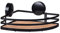 WENKO Static-Loc® Plus Eckablage Mod. Alba, Badezimmerablage aus lackiertem Stahl & Bambus, Befestigen ohne Bohren, sicherer Halt durch statische Haftung, 27,3 x 21 x 10,8 cm, Schwarz/Natur