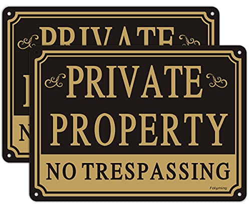 Paquete de 2 letreros de propiedad privada de 10 x 7 pulgadas, letrero de propiedad privada, letrero reflectante de metal resistente, aluminio óxido, resistente a la intemperie, impermeable, tinta