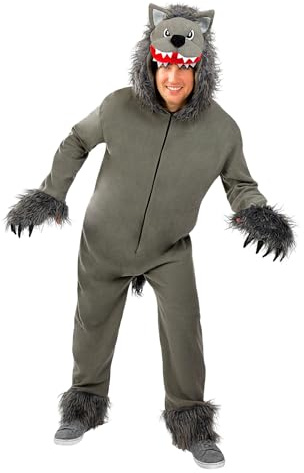 Funidelia | Wolf Kostüm grau für Herren und Damen Tiere, Werwolf, Böse Wolf - Kostüm für Erwachsene & Verkleidung für Partys, Karneval & Halloween - Grau/Silber