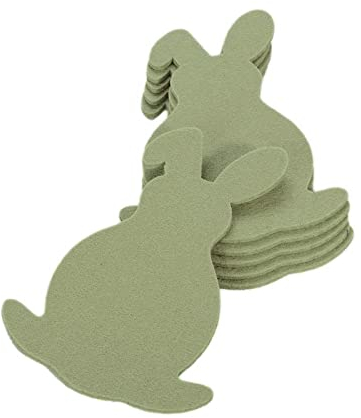 kontor28 - Filz Untersetzer Oster Motiv - 6er Set, Design Untersetzer aus 100% Natur Schurwolle, schmutz -und wasserabweisend, für Getränke, Bar, Tasse, Glas, Motiv: Hase Salbei grün