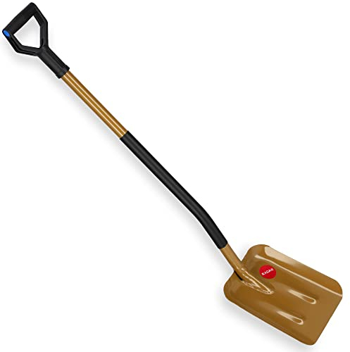 KADAX Spaten aus Stahl 120cm, Sandschaufel mit langem Stiel aus Holz, Schaufel mit D-Griff, ergonomischer Sandspaten, robuster Grabspaten, Gartenschaufel (Gold)