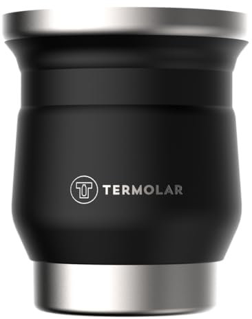 TERMOLAR - Calebajo mate (acero inoxidable, 250 ml, doble pared aislante, sin BPA, mantiene el calor 35 min, el frío 3 horas, pie antideslizante, agarre adecuado | Garantía de 2 años