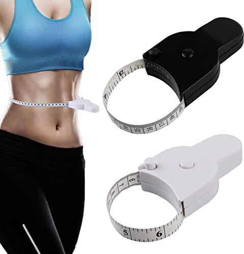 Massband Körper, DINSONG 2 Stück Einziehbares Doppelseitiges Weiches Umfangmaßband Körper Sportmaßband Ergonomisches Körpermaßband für den Körper 60Zoll 150cm für Fitness Gewicht zu verlieren Nähen