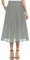 EXCHIC Damen Fließender Chiffon Elastisch Taille Midi Rock Freizeit A-Linie Knielange Falten Rock mit Tasche (M, Dunkelgrau)