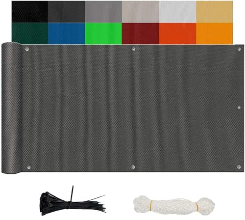 Balkon Sichtschutz Ohne Bohren, (700 Größen 7 Farben) Blickdichte Balkonverkleidung Balkonabdeckung Wetterfest UV-Schutz 100% Schutz der Privatsphäre für Balkon Garten Anthrazit 90x700cm