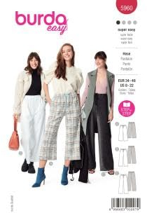 Burda Schnittmuster, 5960, Hose selber nähen [Damen, Gr. 34 - 48] Level 1 für Anfänger