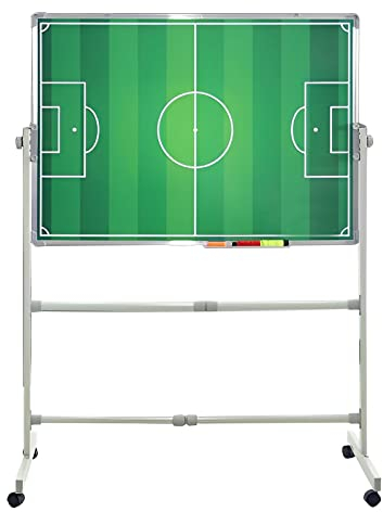 Groß Taktiktafel Fußball 100x70cm mit Ständer und Rädern, Coaches Taktiktafel Fussball Coach-Board mit Magnete, Stifte, Radiergummi - Ideal für Taktiken