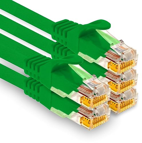 1aTTack.de - 5 x 2,0 m câbles réseau Cat7, câbles de brassage Ethernet Cat.7, Lan et Cat 7 pour une vitesse Internet maximale et connecte tous les appareils avec prise RJ 45 vert