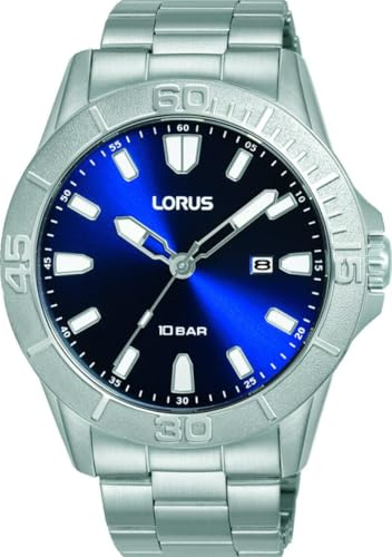 LORUS Herren Analog Quarz Uhr mit Edelstahl Armband,Silber
