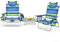 GYMAX Ensemble de Table et 2 Chaises Pliables et Portables, Chaises de Camping Légères Réglables en 5 Positions avec Appui-Tête, Transport Facile, pour Extérieur/Jardin/Plage (Bleu+Vert)