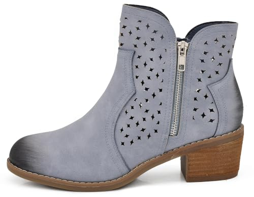IF Fashion Stivali Stivaletti da Donna Traforati Con Cerniera Primaverili Estivi Pelle Sintetica GR-6655 Blu N.39