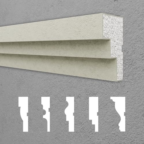 HEXIM Fassadenprofile Gesimsprofile Aussenfassade Fassadenstuck Fassadenelemente Fassade verkleiden Außenstuck - (DML-29, 80 x 140 mm, 2 Meter / 1 Profil)