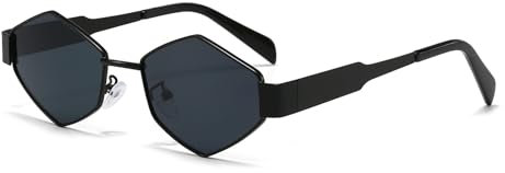 YAMEIZE Trendy Metall Rahmen Hexagon Sonnenbrille - für Damen Herren 90er Jahre Vintage Classic Brille Metall UV400 Schutz Fahren Outdoor