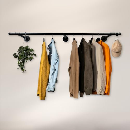 RSR Hangers Kleiderstange Wandmontage Industrial Design Larson Breite 160 cm x Tiefe 30 cm Flur, Schlafzimmer, Bad, begehbarer Kleiderschrank