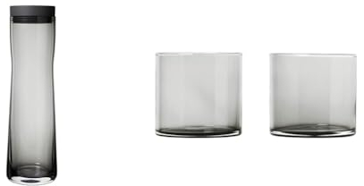 Blomus -SPLASH- Wasserkaraffe aus Rauchglas, rauch/dunkelgrau & 63915 MERA Trinkgläser, Glas, 200 ml
