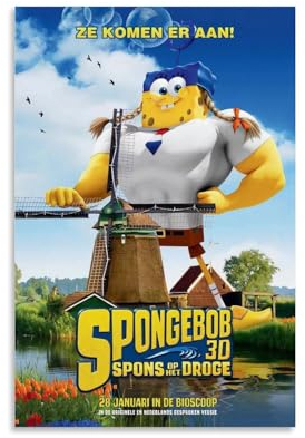 Anime The SpongeBob 3d Film Sponge Strong Poster Dekorative Malerei Leinwand Wandkunst Wohnzimmer Poster Schlafzimmer Malerei,Wandkunst Bilddruck Moderne Familienzimmer Dekor 16x24inch(40x60cm)