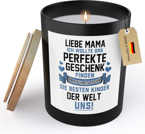 22Feels Mama Geschenk Spruchkerze Ich Wollte Das Perfekte Muttertag Geburtstag Weihnachten Sojawachs Kerze im Glas Handgemacht Schwarz mit Spruch Duft Deko Vegan Nachhaltig - ZITRUS