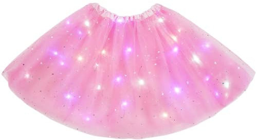 URAQT Jupe Tutu LED pour Femme, Jupe Tulle Femme Adulte Adolescent Parti Ballet Danse Fancy Dress Halloween Costume(Rose
