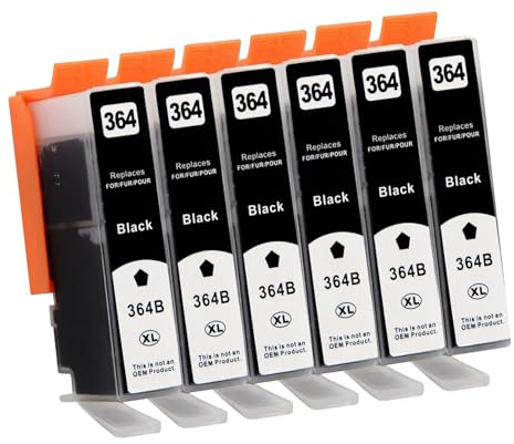 Yowell 6X 364XL Schwarz Druckerpatronen Kompatible für HP 364 364 XL Schwarz für Photosmart 5520 5510 5520 5524 5524 6520 5515 7520 Deskjet 3520 Officejet 4620 4622