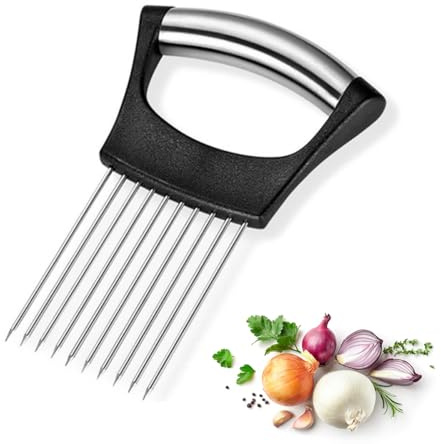 JYTDBCS Onion Slicer Holder, All-in-One Stainless Steel Onion Fork Food Slicing Helper Kitchen Gadget Onion Cutter Vegetable Tools for Chopping Grating Fruit Assistant