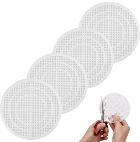 Filtro Lavandino in Plastica, 4 Pezzi Raccogli Capelli Doccia Rotondo, 120mm Filtro Scarico Doccia Anti Intasamento, Filtro per Lavello Tagliabile per Cucina, Vasca da Bagno, Doccia (Bianco)