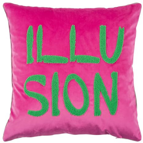 PAD Home Kissenhülle Letters Illusion Hot Pink Grün Dekokissen Kissenbezug Schriftzug Spruch Statement 45 x 45 cm