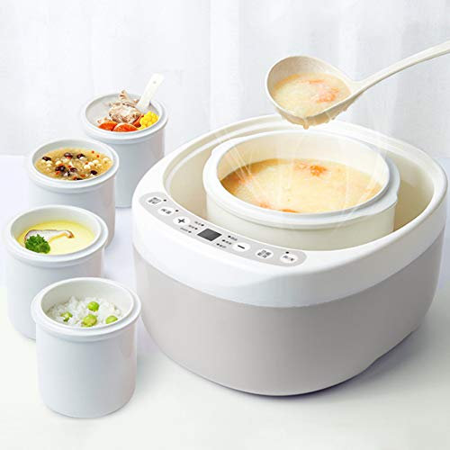 Olla cocción Lenta eléctrica 2 l con Revestimiento cerámica, Olla multifunción para hogar, Utensilios Cocina Profesionales con Temporizador Cita Inteligente y Aislamiento