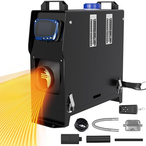 PEILU N 8 KW, riscaldatore diesel da 12 V, con telecomando, set di riscaldamento ad aria diesel, con monitor LCD e silenziatore, per camper, auto, camion, camper (tipo A, nero)