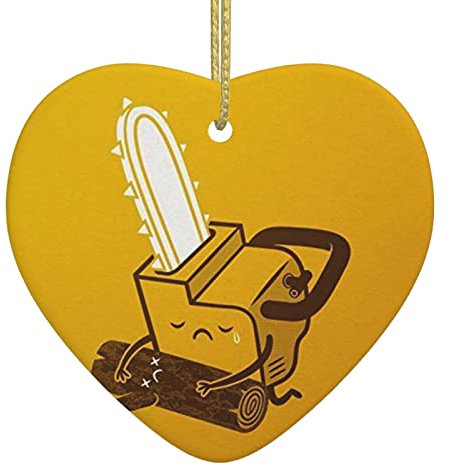 Niedliche weinende Kettensäge, Weihnachtsschmuck, herzförmiger Keramik-Weihnachtsbaum-Anhänger, Heim-Weihnachtsfeiertagsdekoration