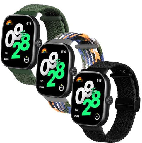 KUTEWEU Bracelet Compatible avec Xiaomi Redmi Watch 5, Nylon Tressés élastique de Bracelet Sport avec Boucle Magnétique Bracelets pour Xiaomi Redmi Watch 5 Smartwatch (Vert+Denim+Noir)