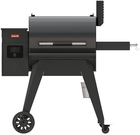 Barbecook Barbecue à pellets Arthur, Gril à pellets avec 3 grilles réglables, 75°C-260°C, en émail noir 126x72x130 cm