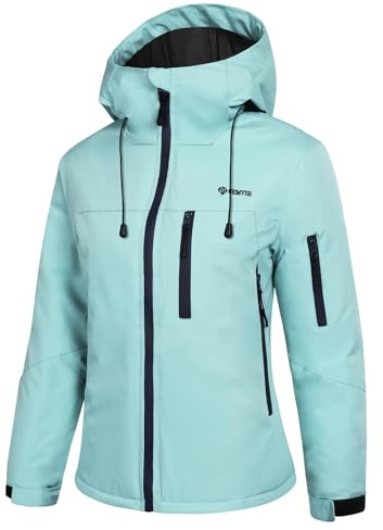 GEMYSE Damen Skijacke mit Integrierten Schultergurten Warme Winterjacke Wasserdicht Winddicht und Atmungsaktiv Schneejacke für Aktivitäten im Freien(Wasserblau,M)