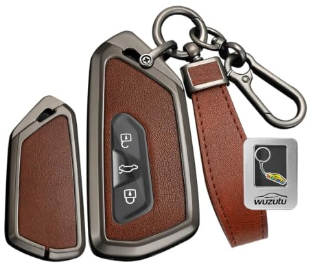 WUZUTU Metall Schlüsselhülle Passt für Ford Explorer EV Capri EV 2025 2026 Kratzfest Schlüsselcover für Tourneo Connect EcoBoost Titanium 2024 2025 2026 Schlüsseletui Schlüsselanhänger B-Schwarzbraun